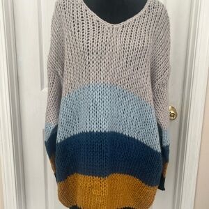 Women’s medium size V-neck multicolored‎ sweater dress.